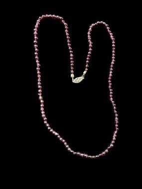 Vintage Purple Amethyst 4mm Round Bead Sterling Clasp 20" Necklace